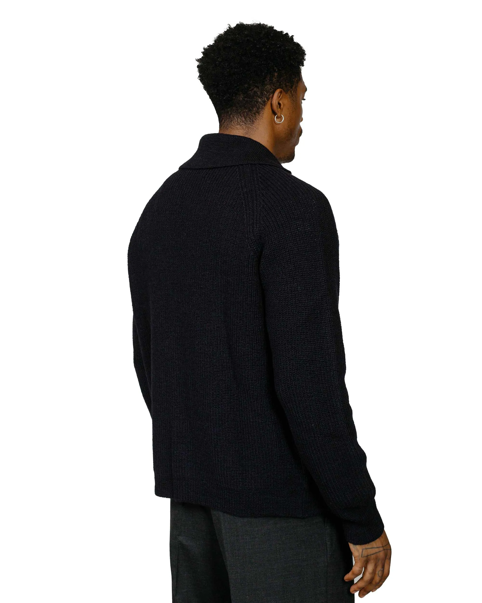 MHL Collared Cardigan Virgin Wool Ink