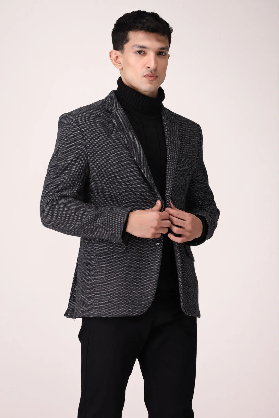 MULTI-TEXTURED WINTER JACKET REGULAR FIT
