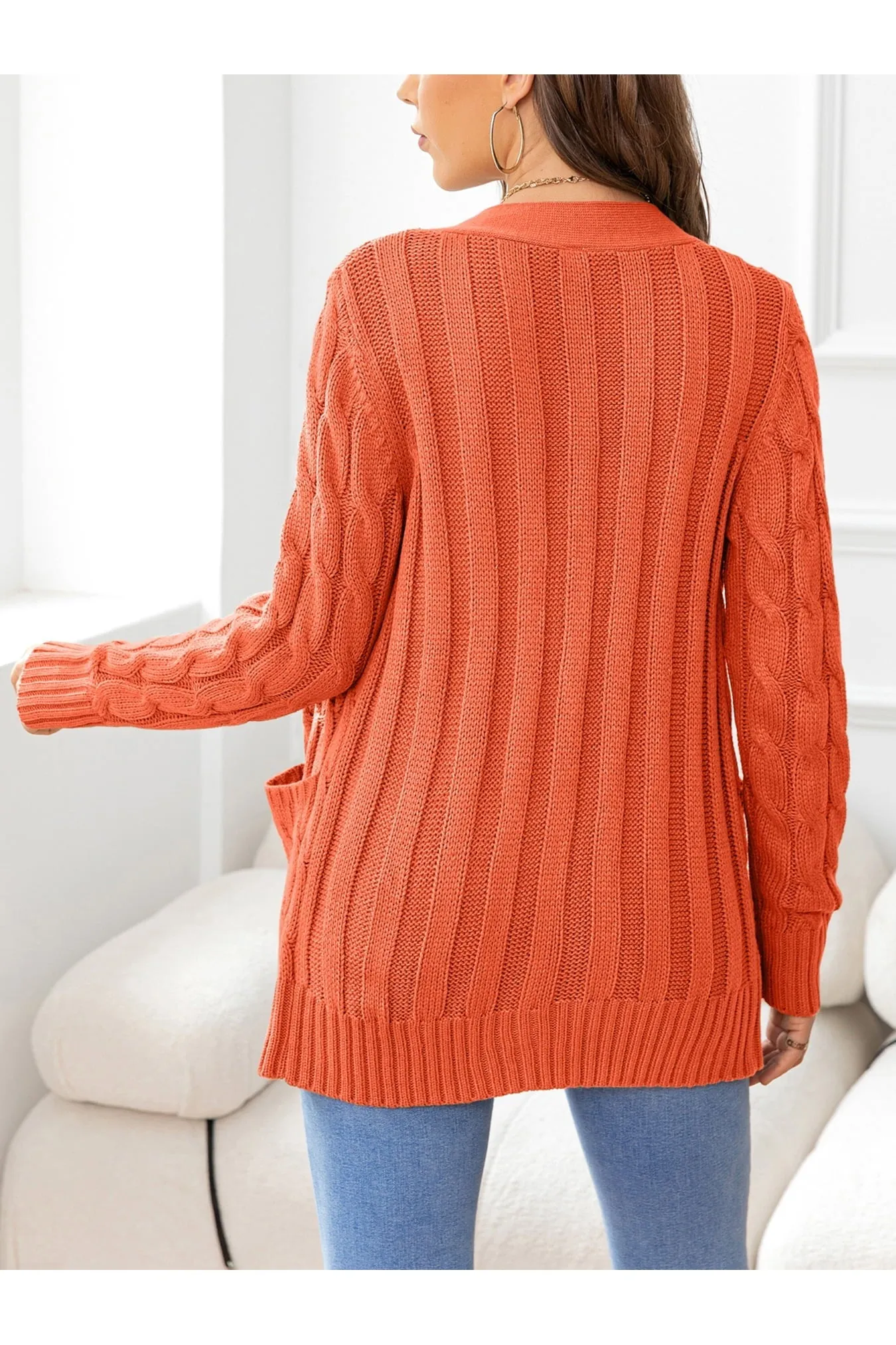 NicholesGifts Women Button Down Cable-Knit Cardigan