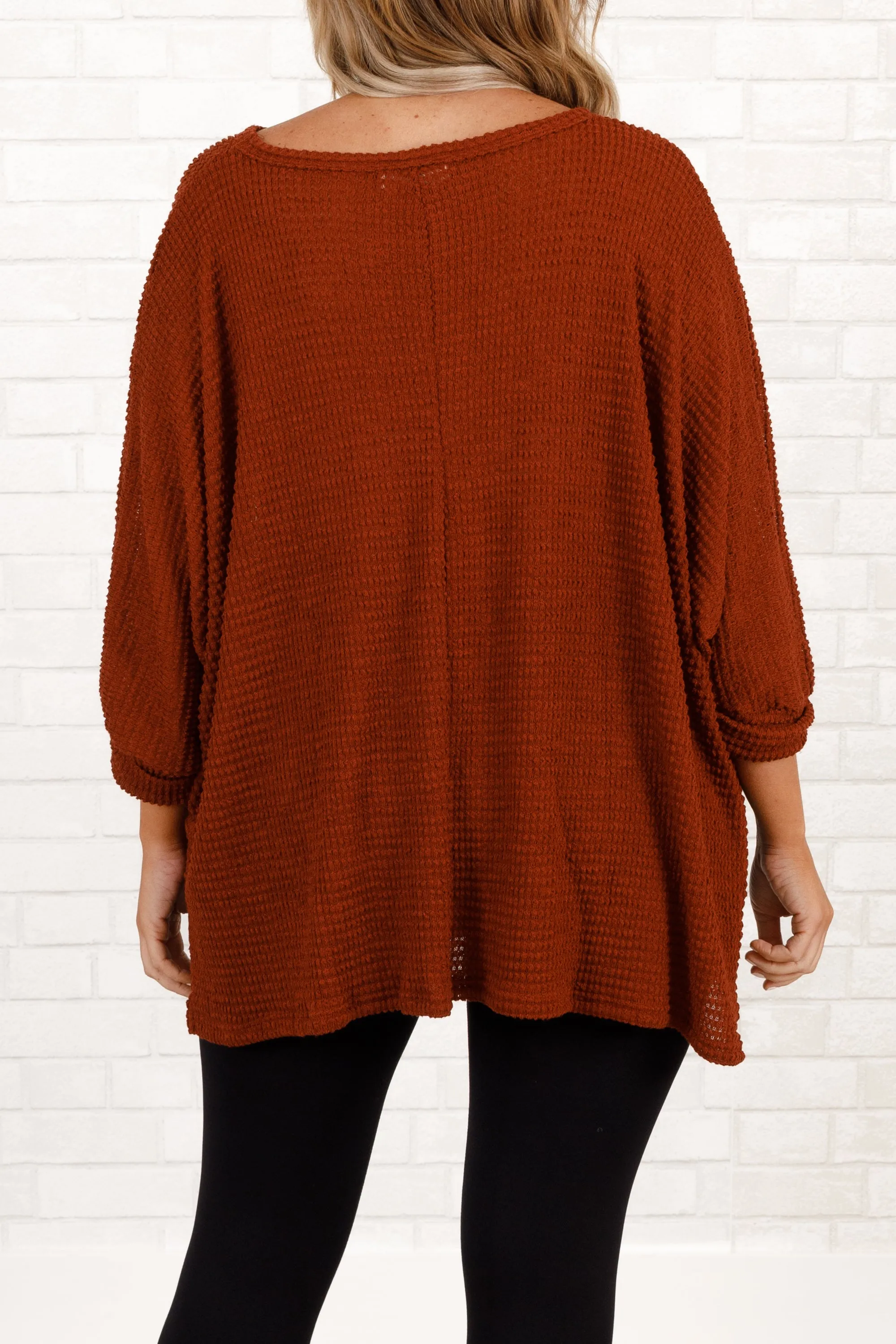 No Changes Pullover, Dark Rust