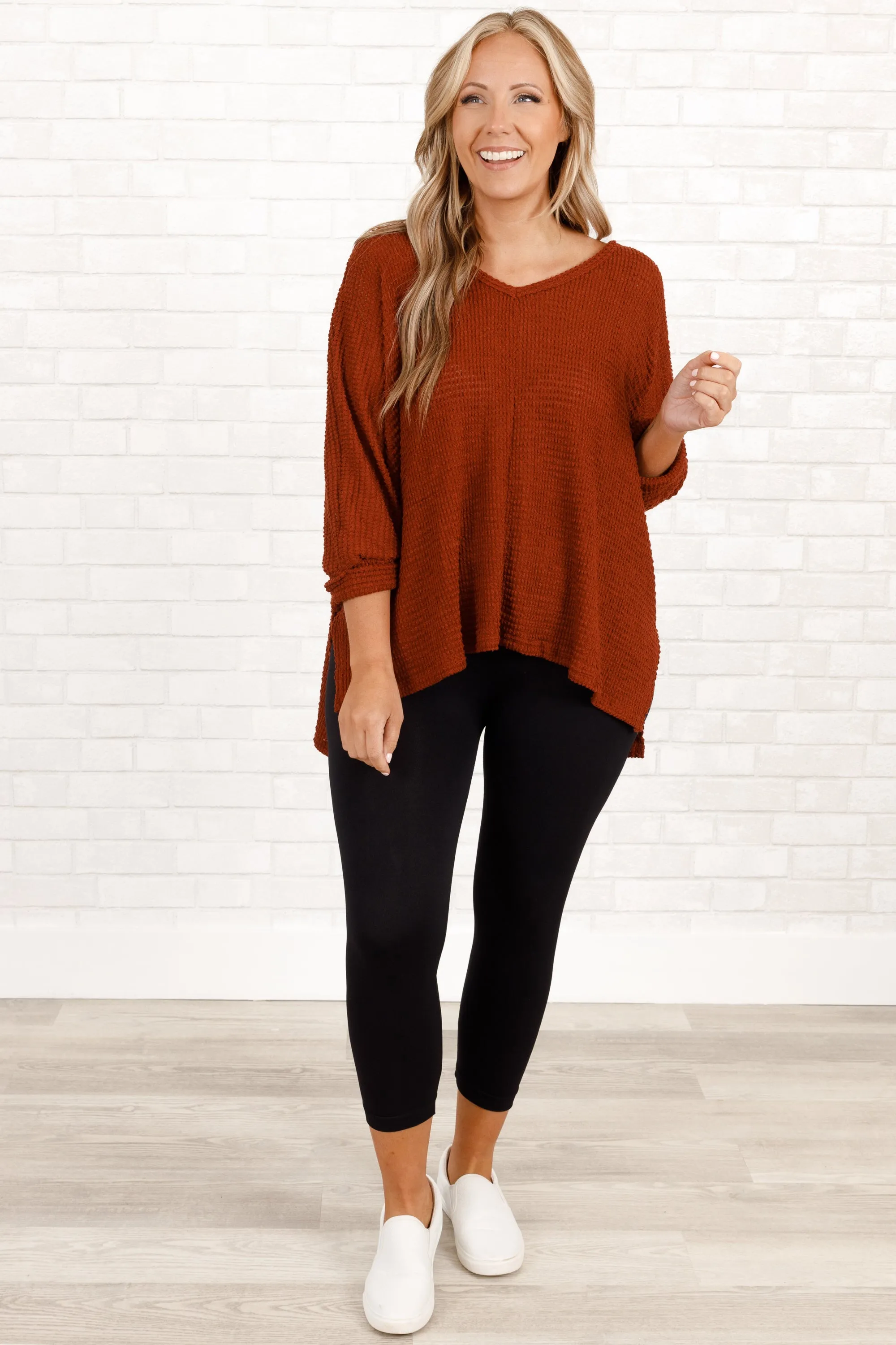 No Changes Pullover, Dark Rust