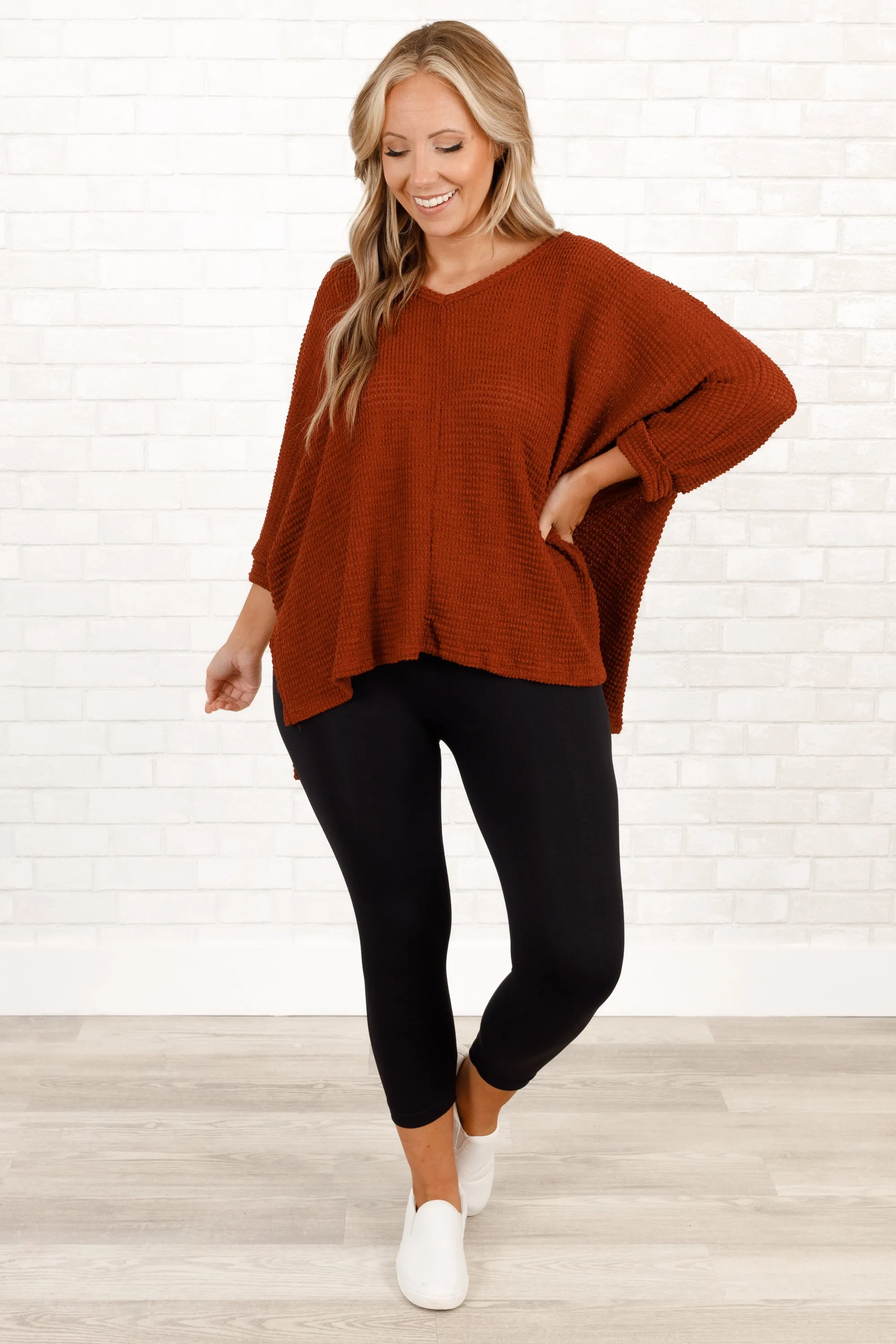 No Changes Pullover, Dark Rust