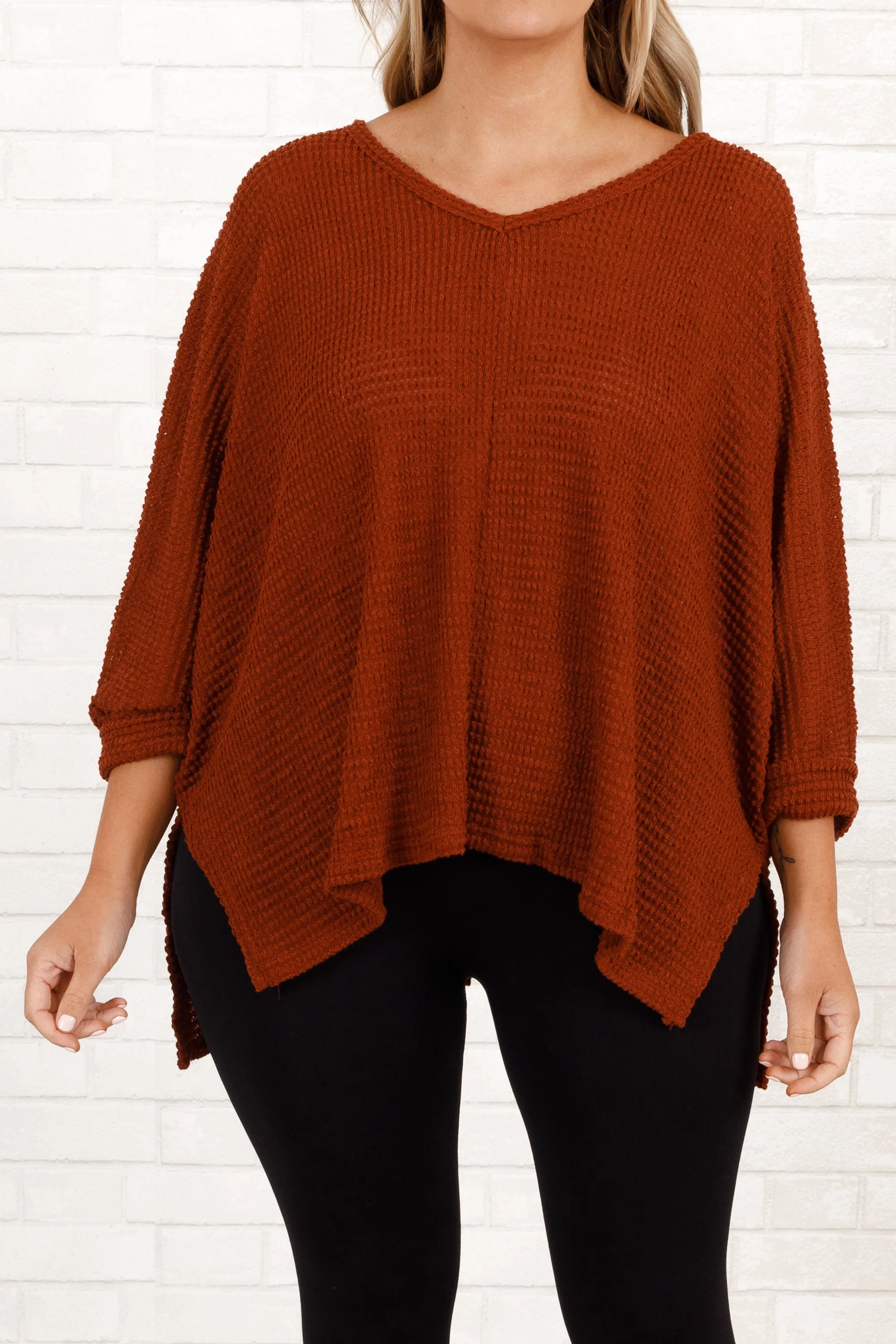 No Changes Pullover, Dark Rust