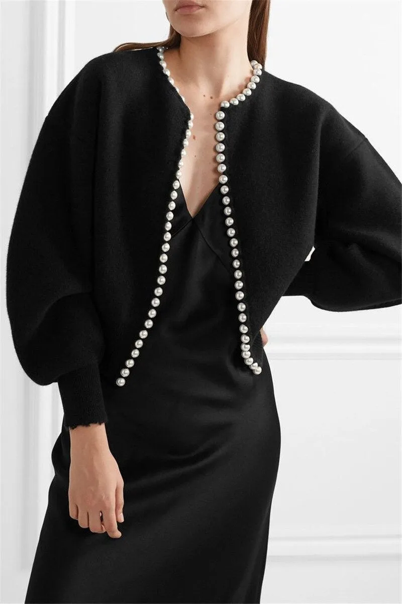 'Pearl Buttons' Black Cardigan