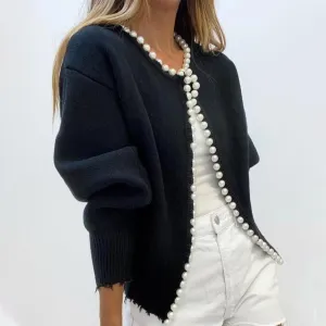 'Pearl Buttons' Black Cardigan