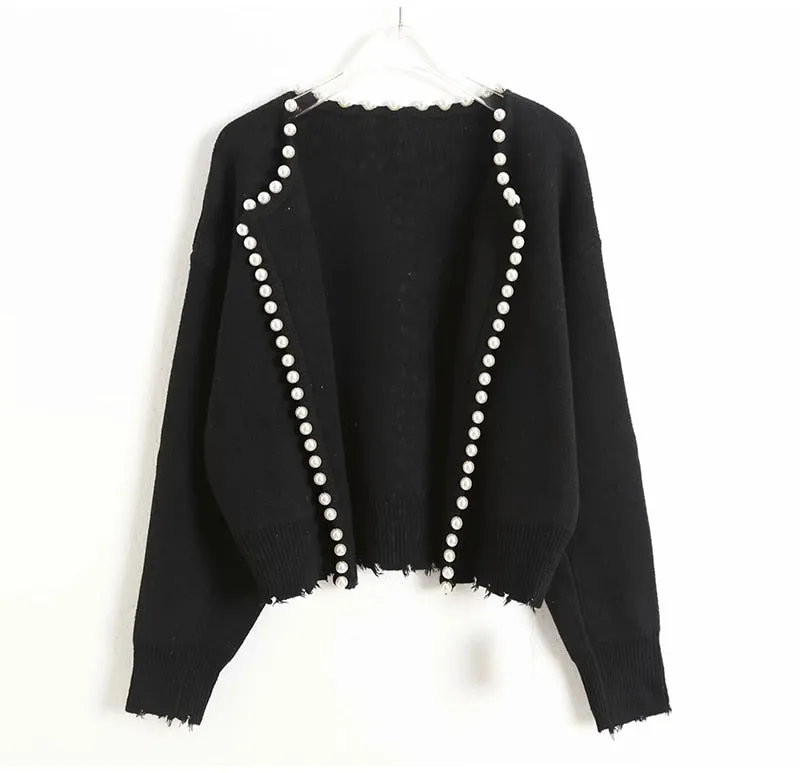 'Pearl Buttons' Black Cardigan