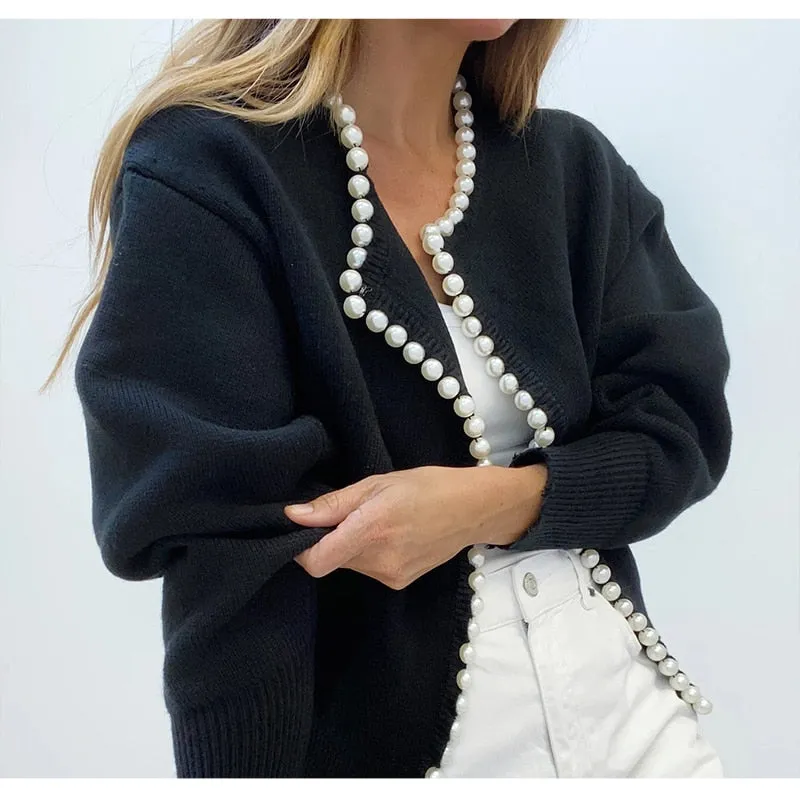 'Pearl Buttons' Black Cardigan