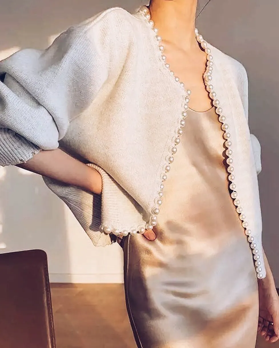 'Pearl Buttons' White Cardigan
