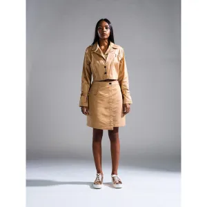 PRIMAL GRAY Beige Recycled Cotton Cropped Trench Jacket