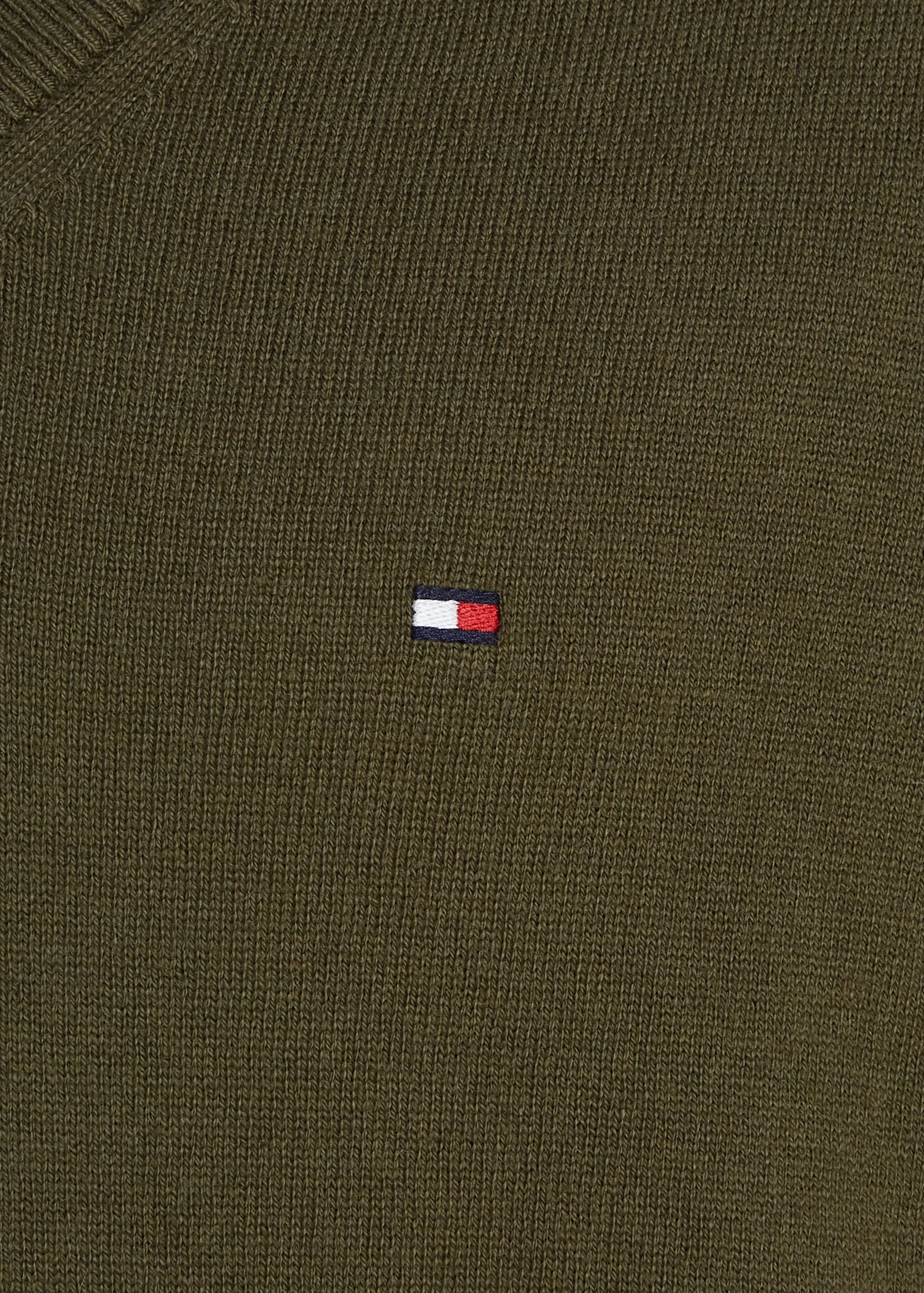 Pull col V Tommy Hilfiger kaki en cachemire