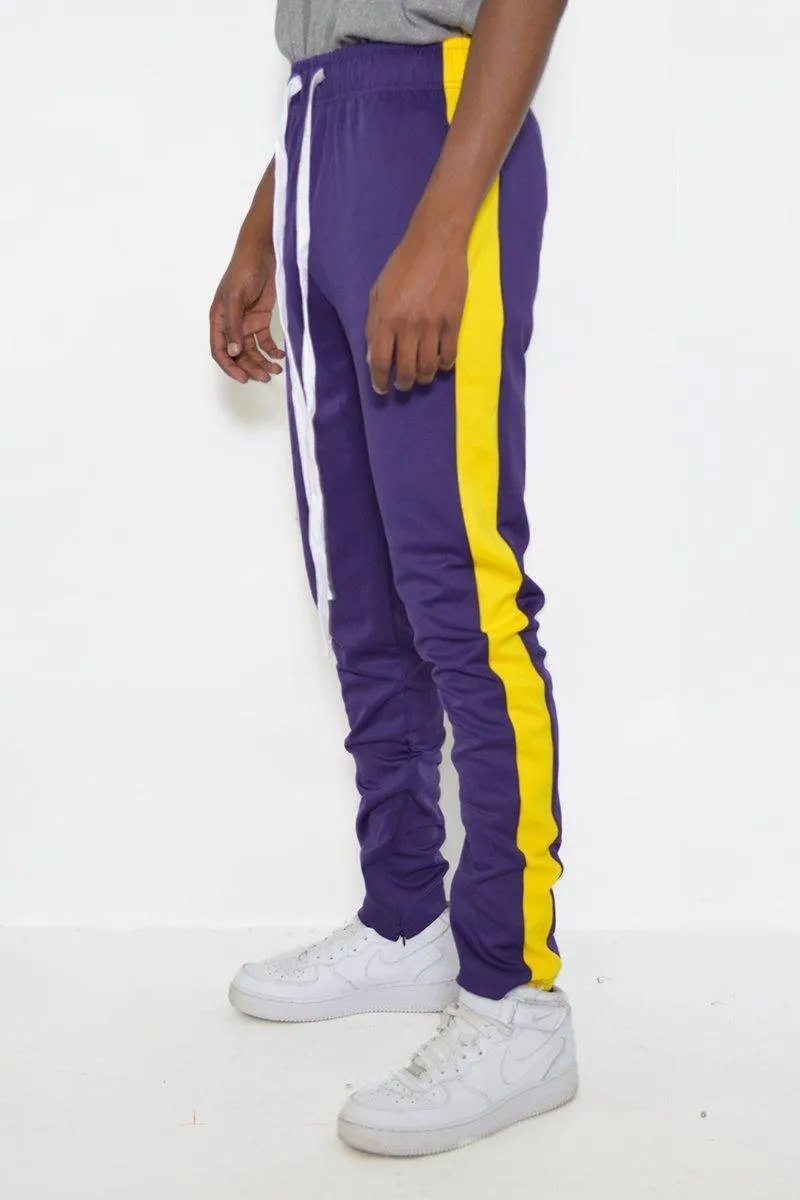 Purple And Yellow Stripe Classic Slim Fit Track Pants