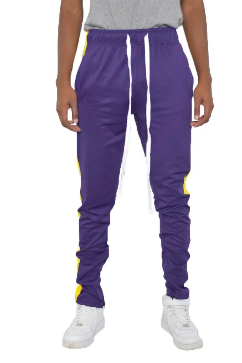Purple And Yellow Stripe Classic Slim Fit Track Pants
