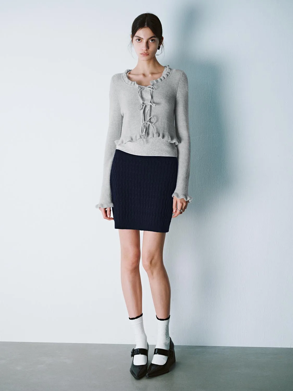 Ruffle Hem Knitted Cardigans