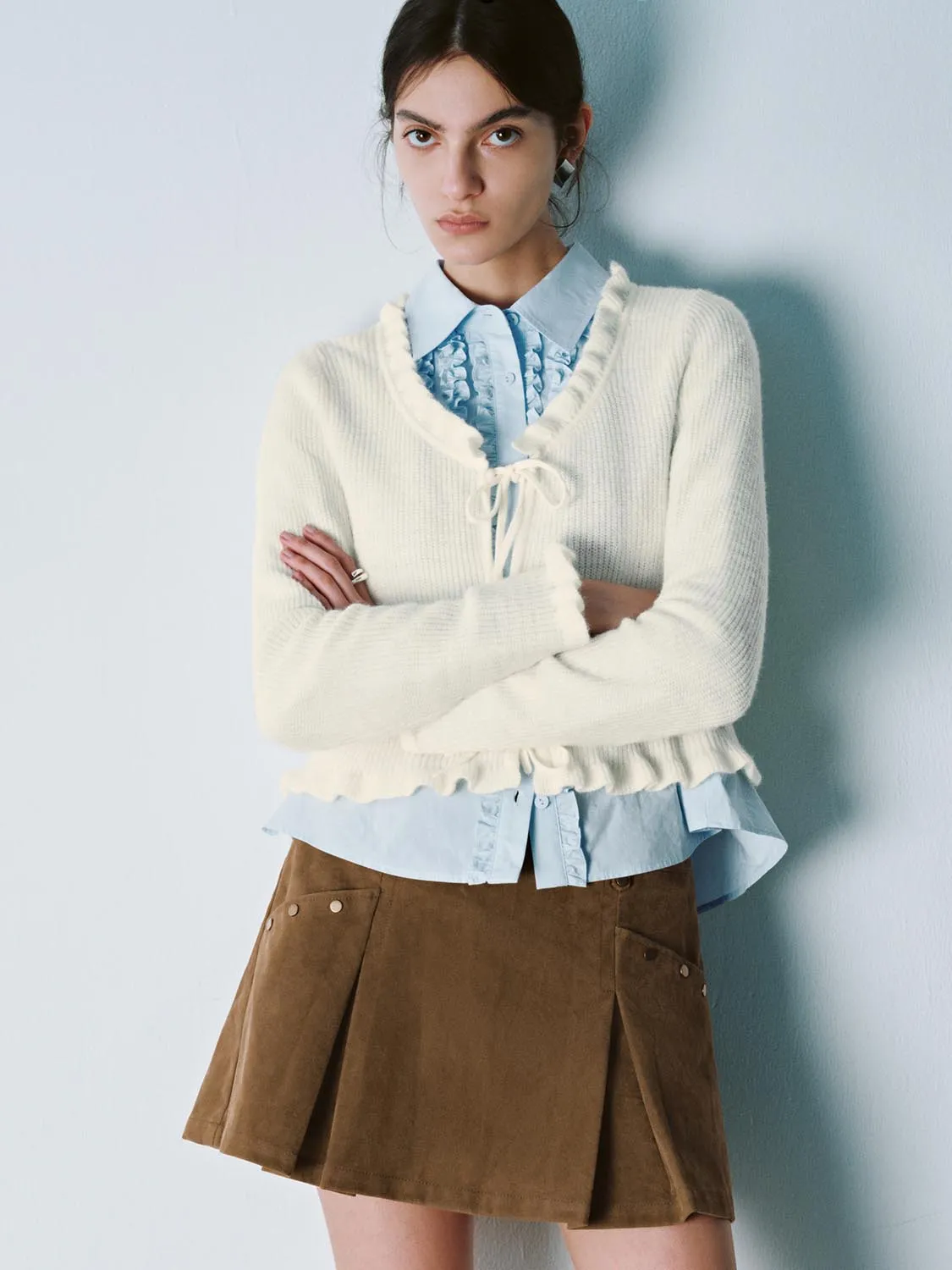 Ruffle Hem Knitted Cardigans