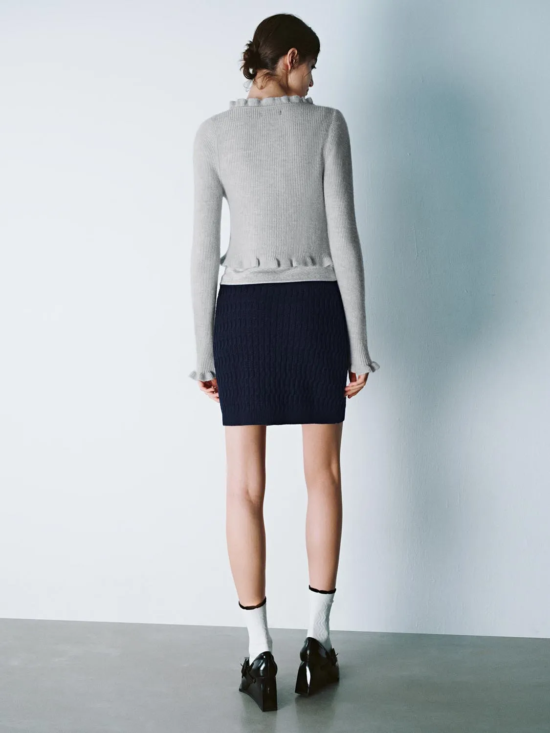 Ruffle Hem Knitted Cardigans
