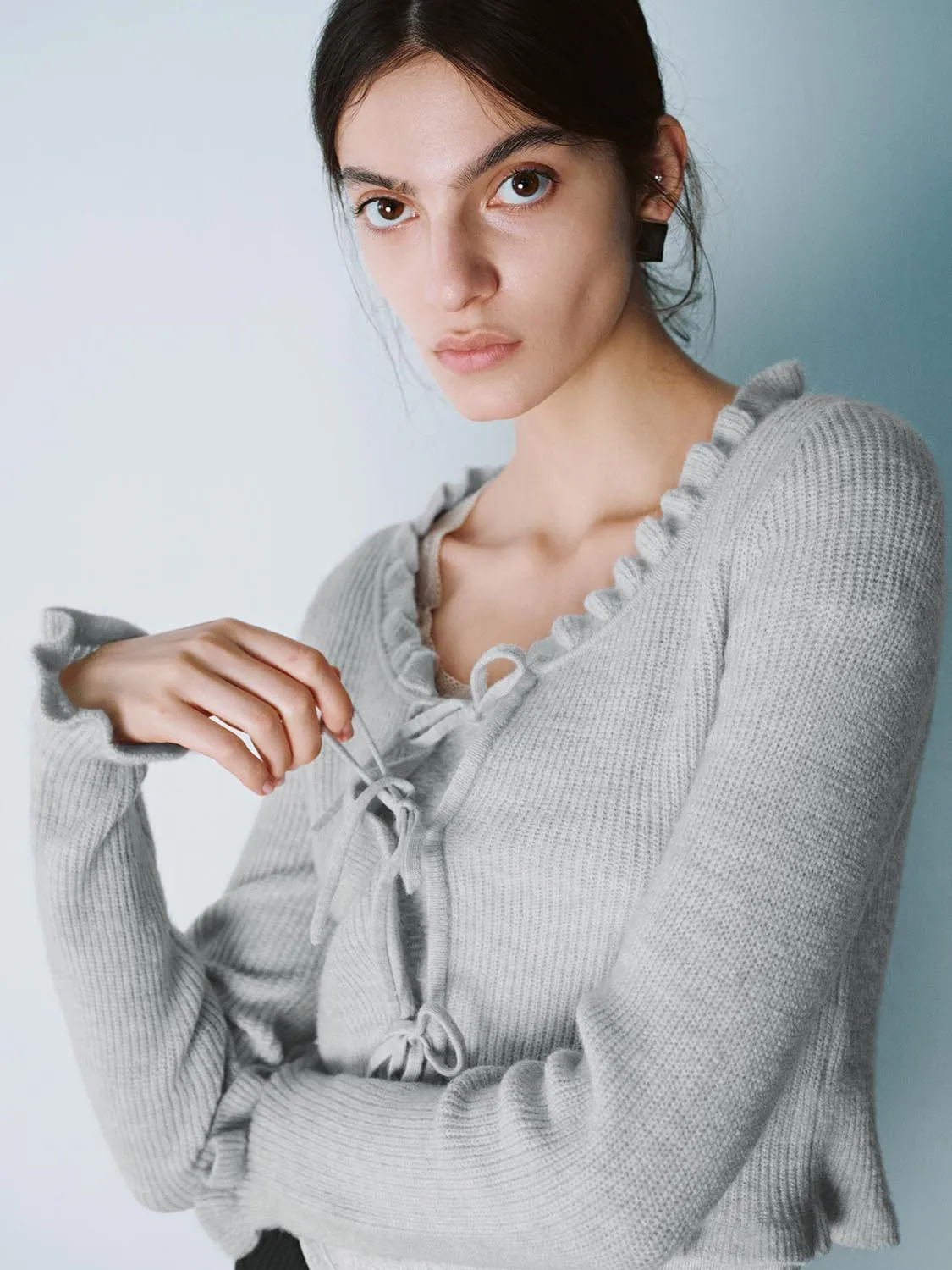Ruffle Hem Knitted Cardigans