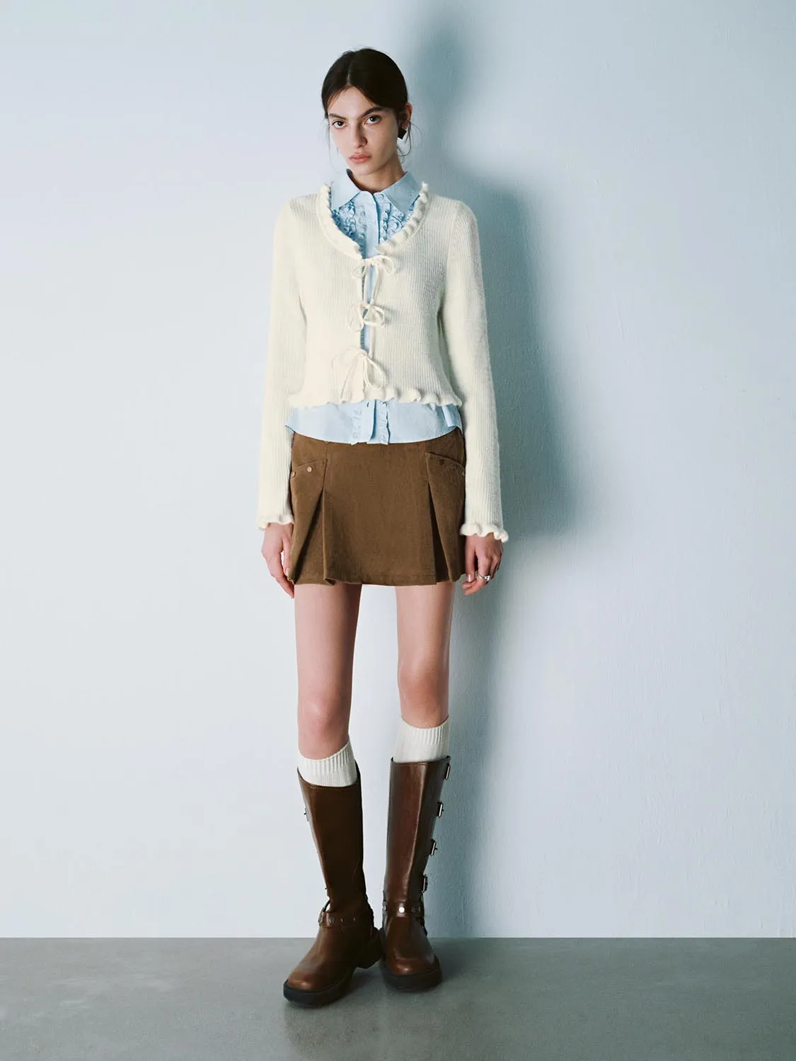 Ruffle Hem Knitted Cardigans