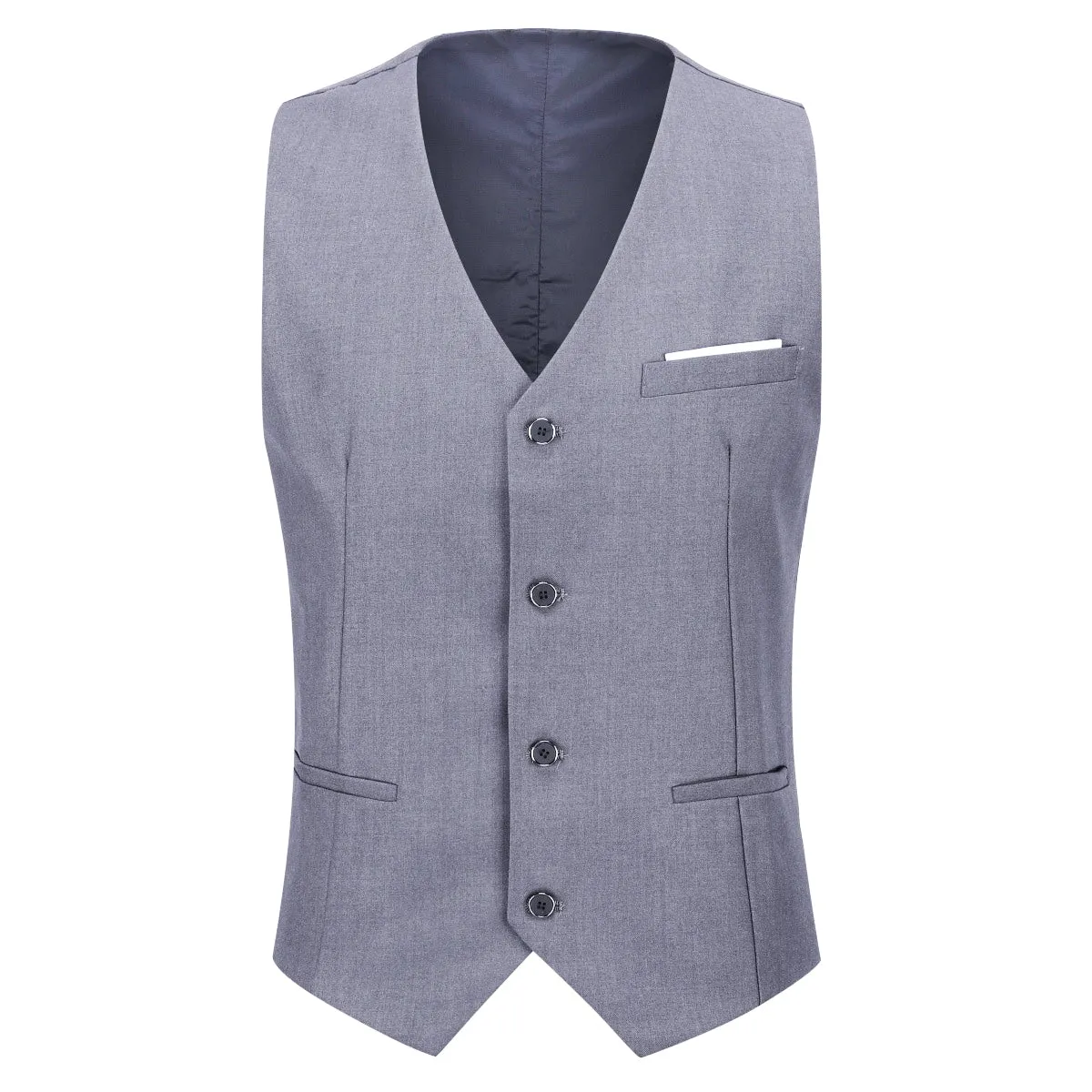 Slim Fit One Button Casual Light Grey 3-Piece Suit
