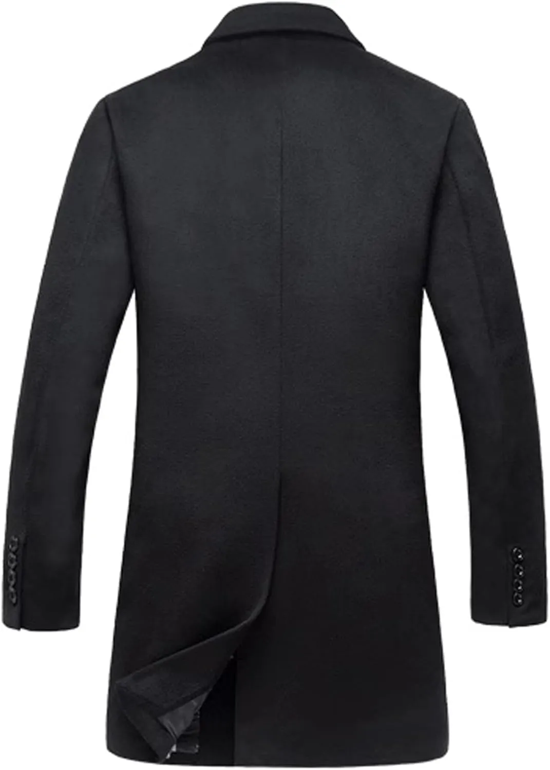 SOMTHRON Men's Mid Long Trench Coat Single Breasted Notched Collar Slim Fit Peacoat Winter Jacket Overcoat