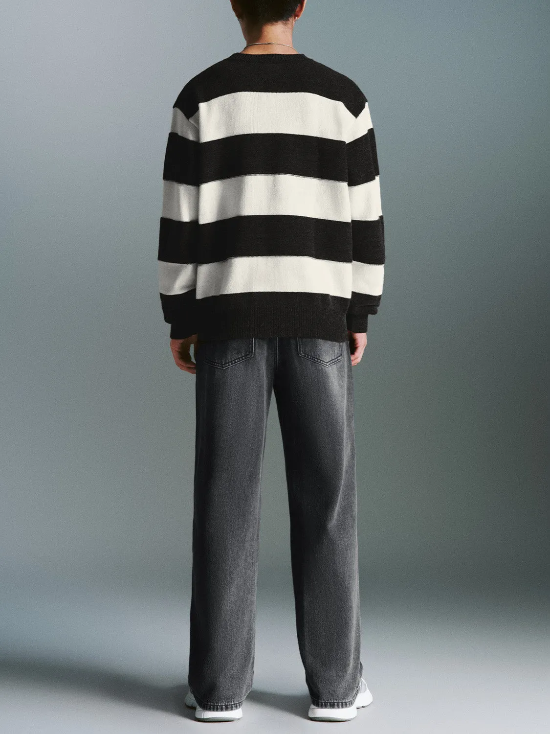 Striped Crew Neck Knitted Cardigans
