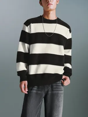 Striped Crew Neck Knitted Cardigans