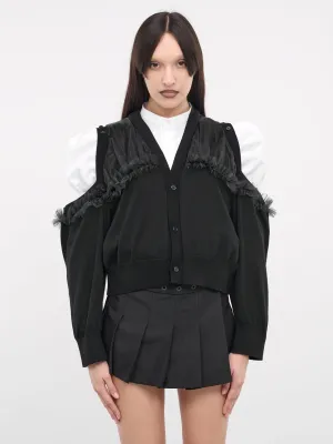 Tulle Overlay Cardigan (3M-N002-051-BLACK)