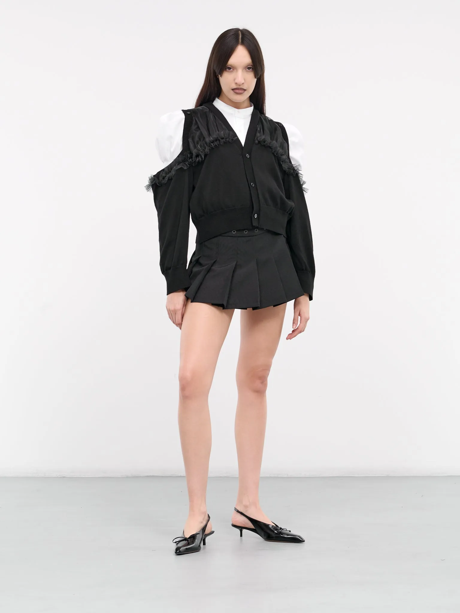 Tulle Overlay Cardigan (3M-N002-051-BLACK)