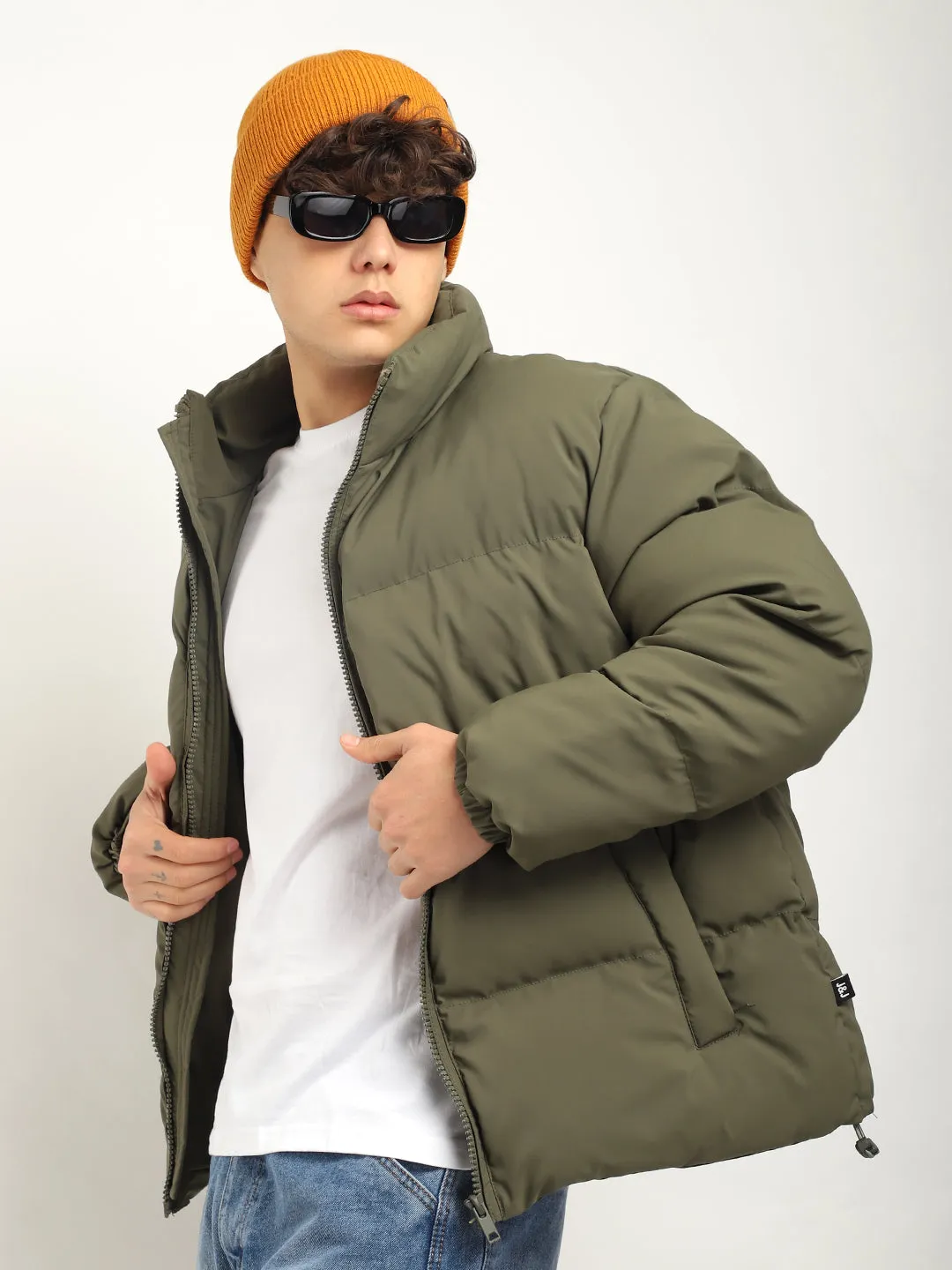 Urban Street Style Mystic Green Oversized Puffer Jacket