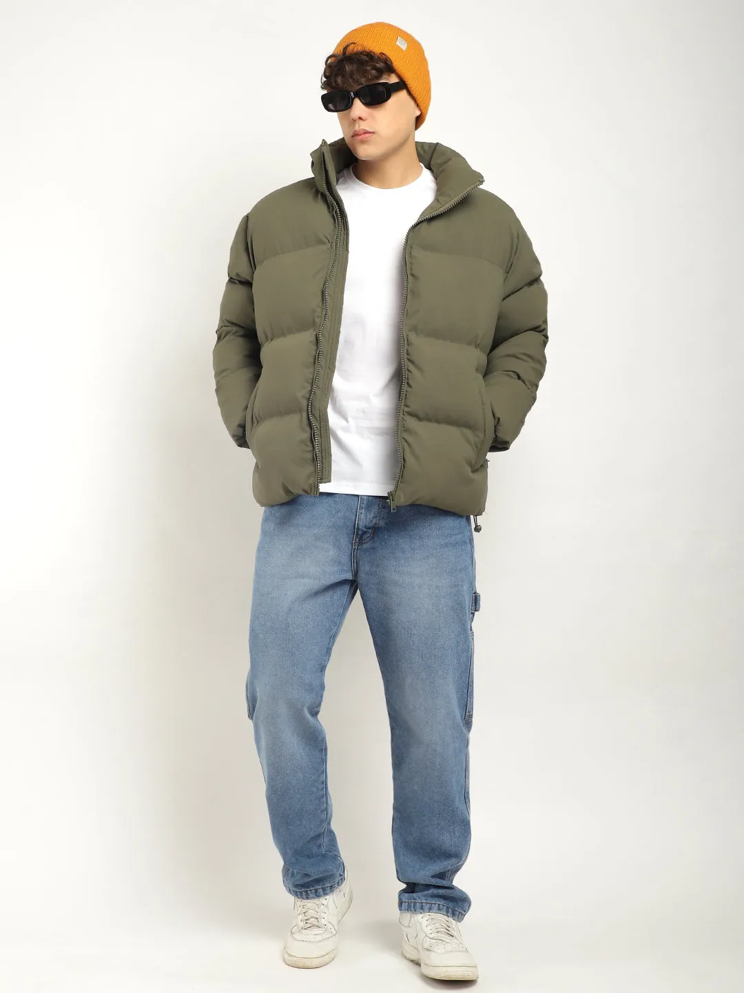 Urban Street Style Mystic Green Oversized Puffer Jacket