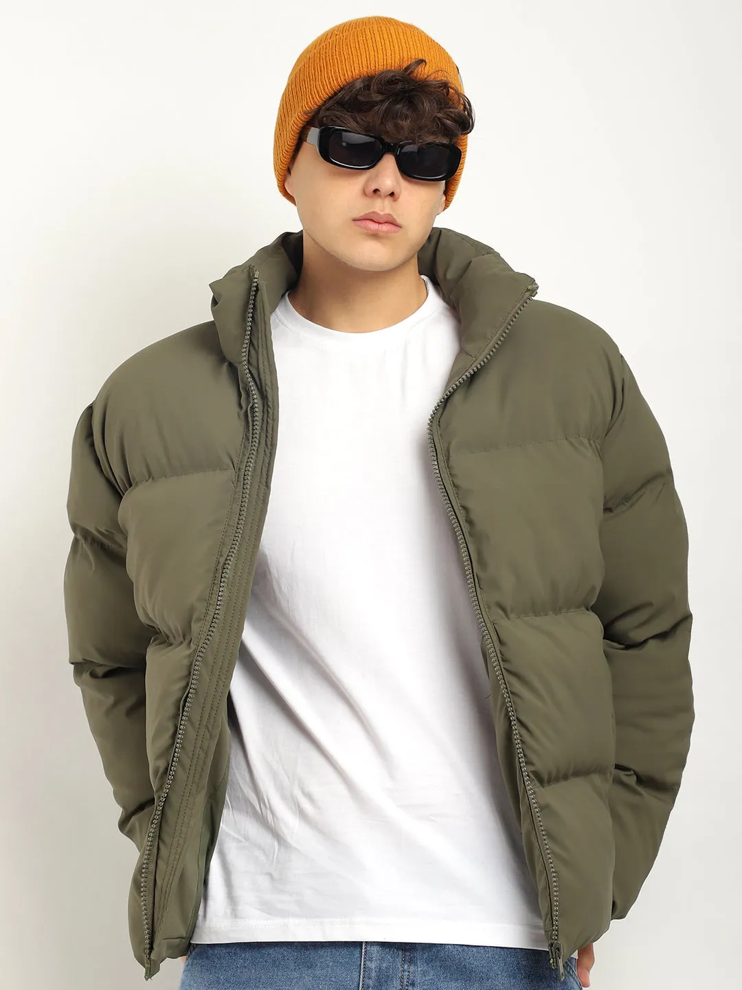 Urban Street Style Mystic Green Oversized Puffer Jacket