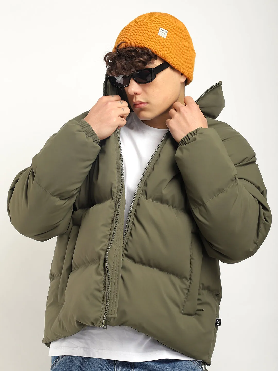Urban Street Style Mystic Green Oversized Puffer Jacket