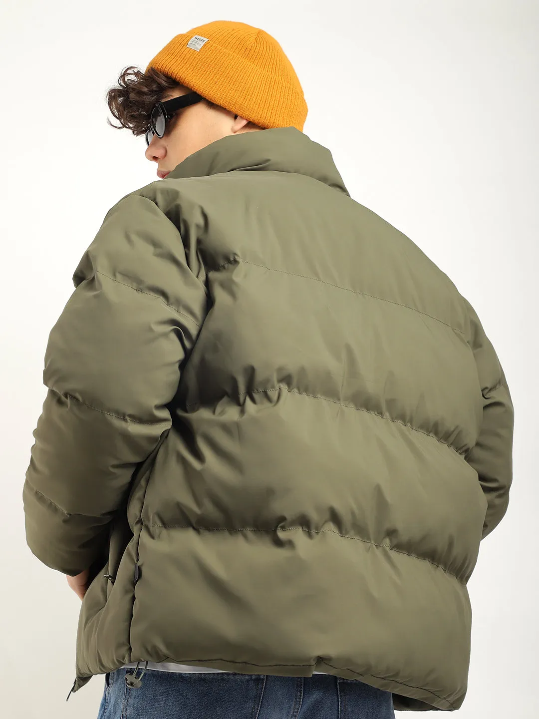 Urban Street Style Mystic Green Oversized Puffer Jacket