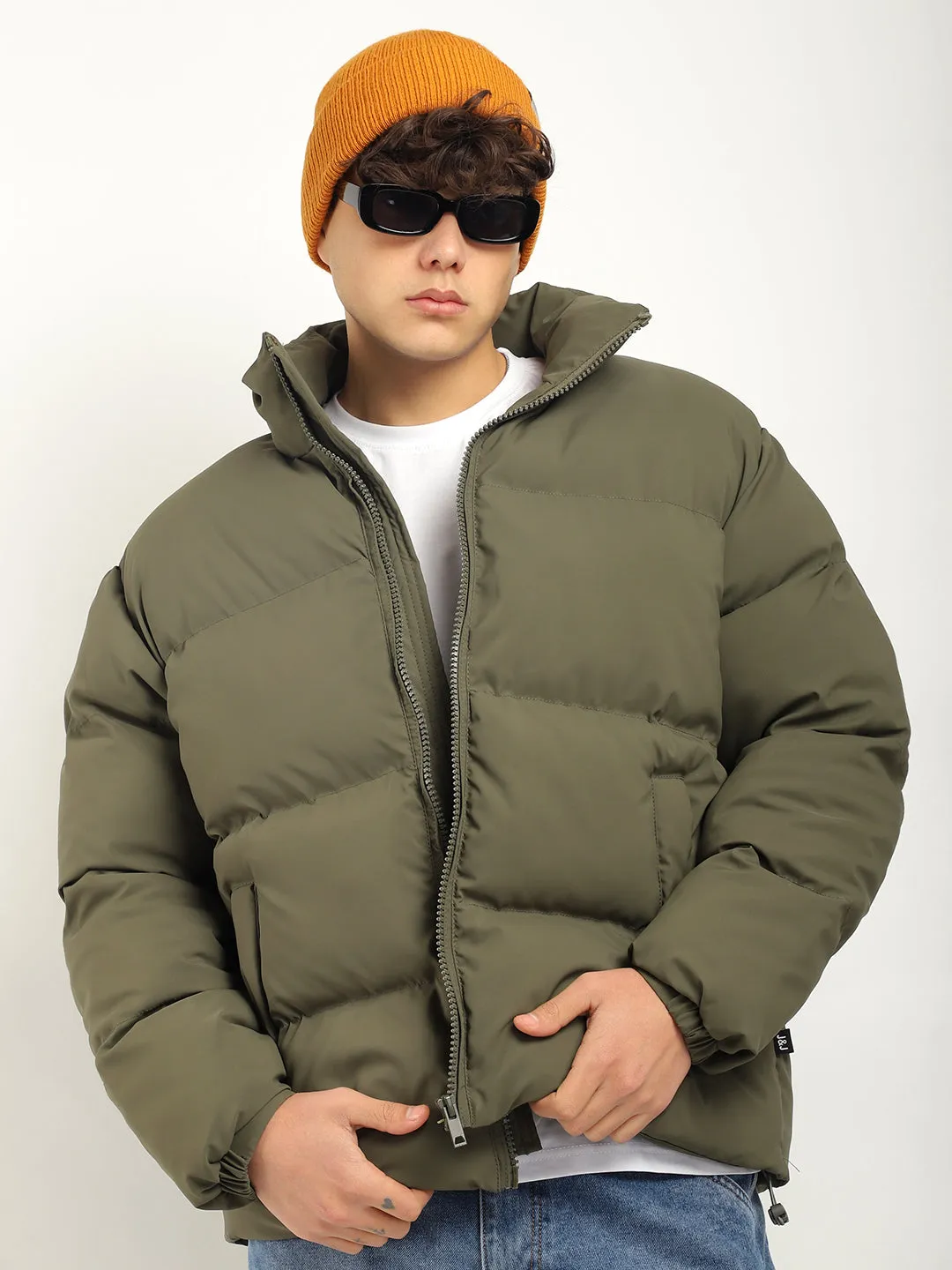 Urban Street Style Mystic Green Oversized Puffer Jacket