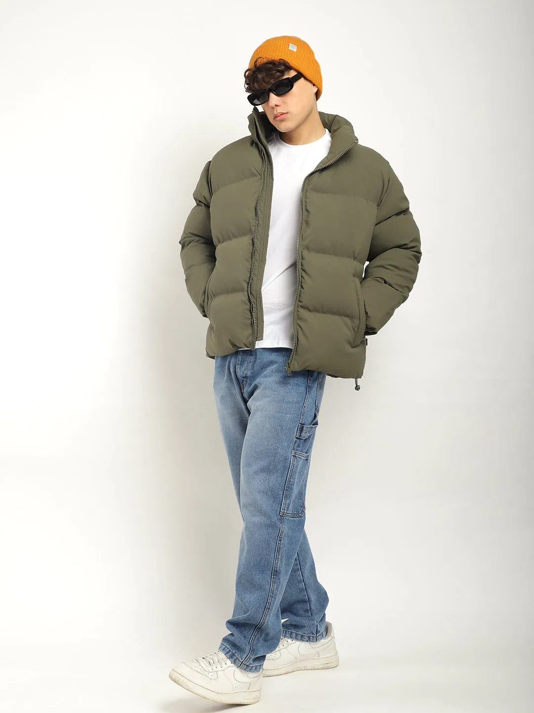 Urban Street Style Mystic Green Oversized Puffer Jacket