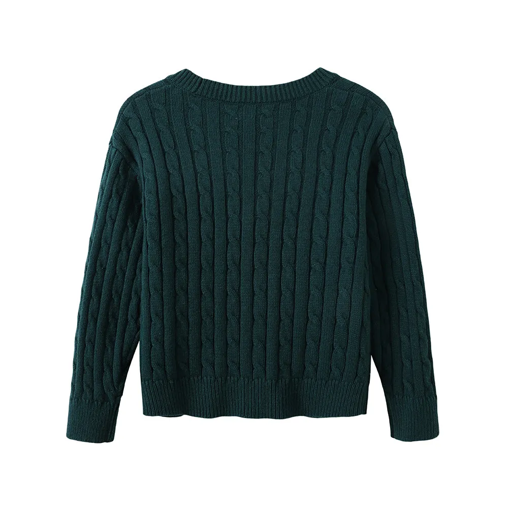 Vauva FW23 - Boys Braided Long Sleeve Knit Jacket (Green)