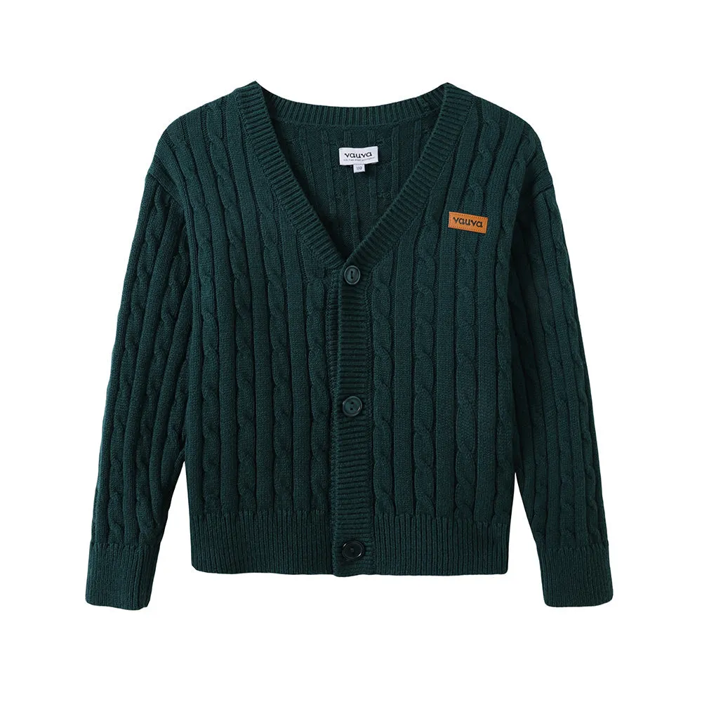 Vauva FW23 - Boys Braided Long Sleeve Knit Jacket (Green)
