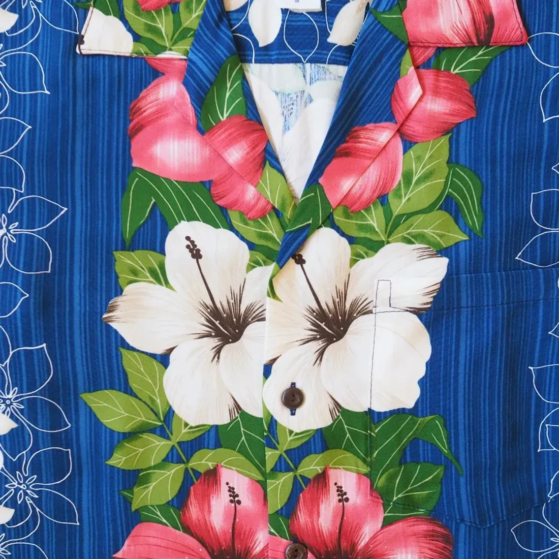 Vintage Aloha Blue Hawaiian Rayon Shirt