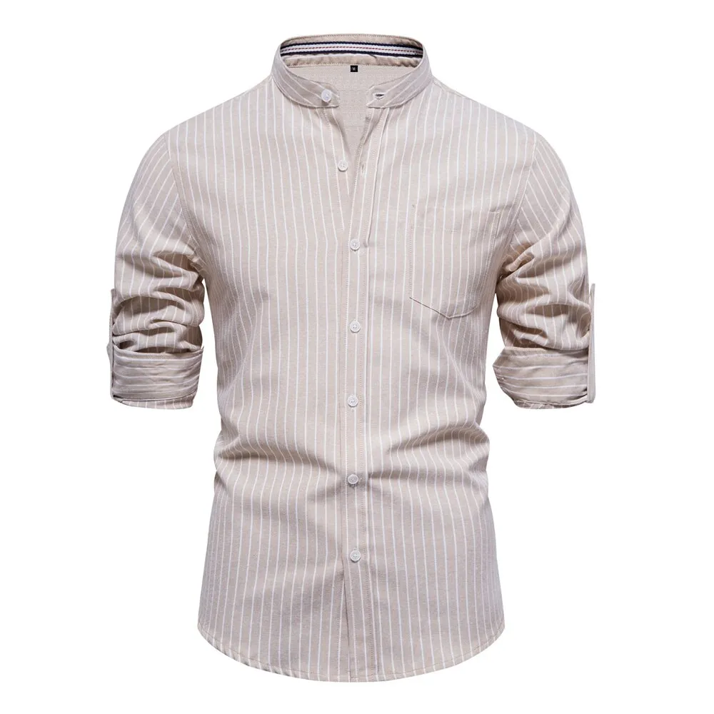West Louis Stripe Pattern Cotton Twill Button-Up Shirt