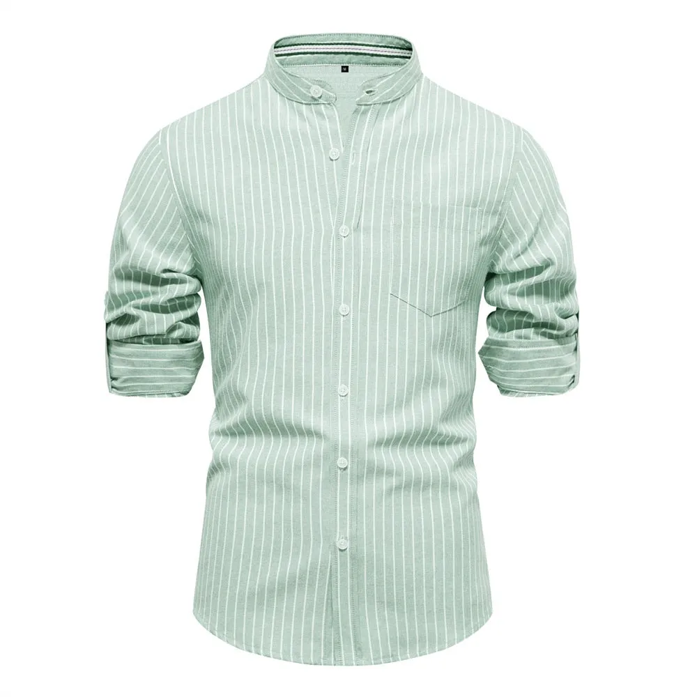 West Louis Stripe Pattern Cotton Twill Button-Up Shirt