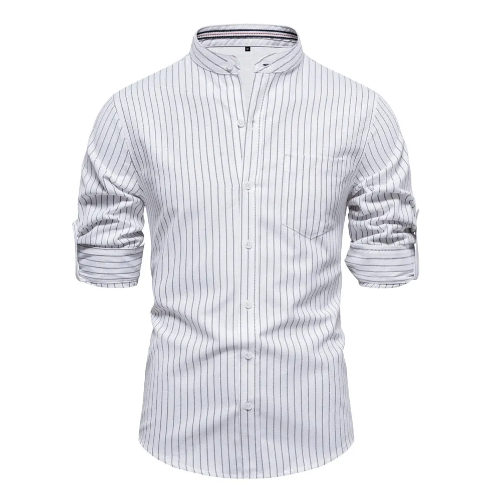 West Louis Stripe Pattern Cotton Twill Button-Up Shirt