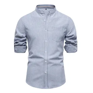 West Louis Stripe Pattern Cotton Twill Button-Up Shirt