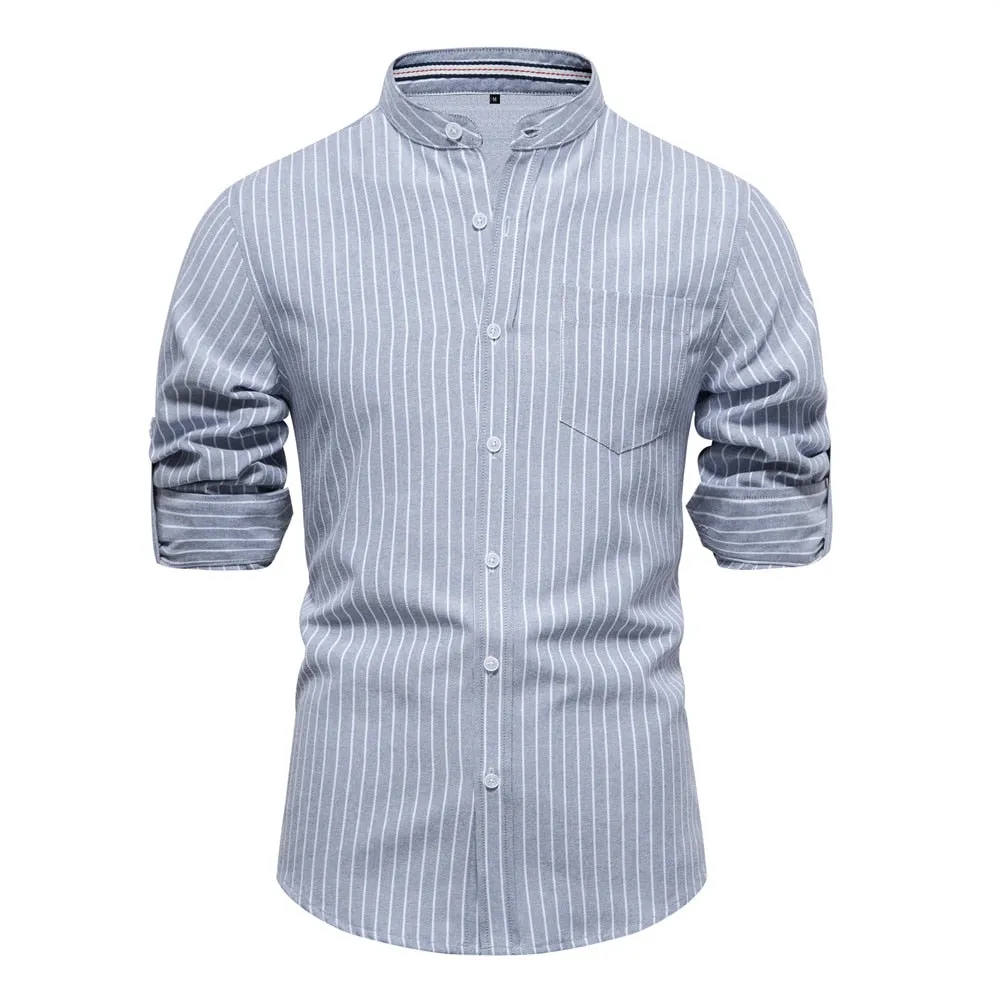 West Louis Stripe Pattern Cotton Twill Button-Up Shirt