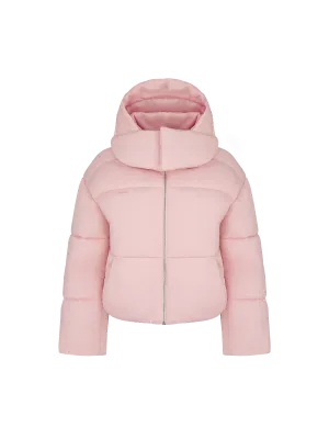 Women’s Flower-Warmth Recycled Nylon Cropped Puffer—magnolia pink